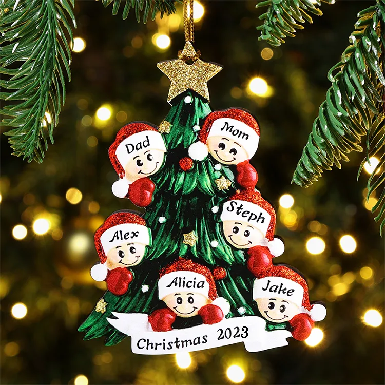 Family Christmas Ornament Custom 6 Names Hanging Ornament Gifts For Family
