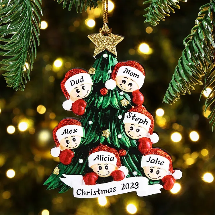 Family Christmas Ornament Custom 6 Names Hanging Ornament Gifts For Family