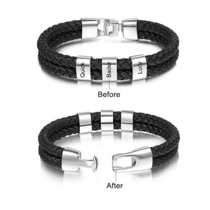 Silver Custom 3 Beads Men's Bracelets For Him Best Gift For Dad