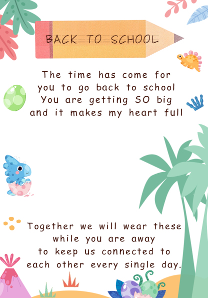 2 Pcs Dinosaur Bracelet Set with Gift Card Adjustable Bracelet Back to School Gifts for Kids