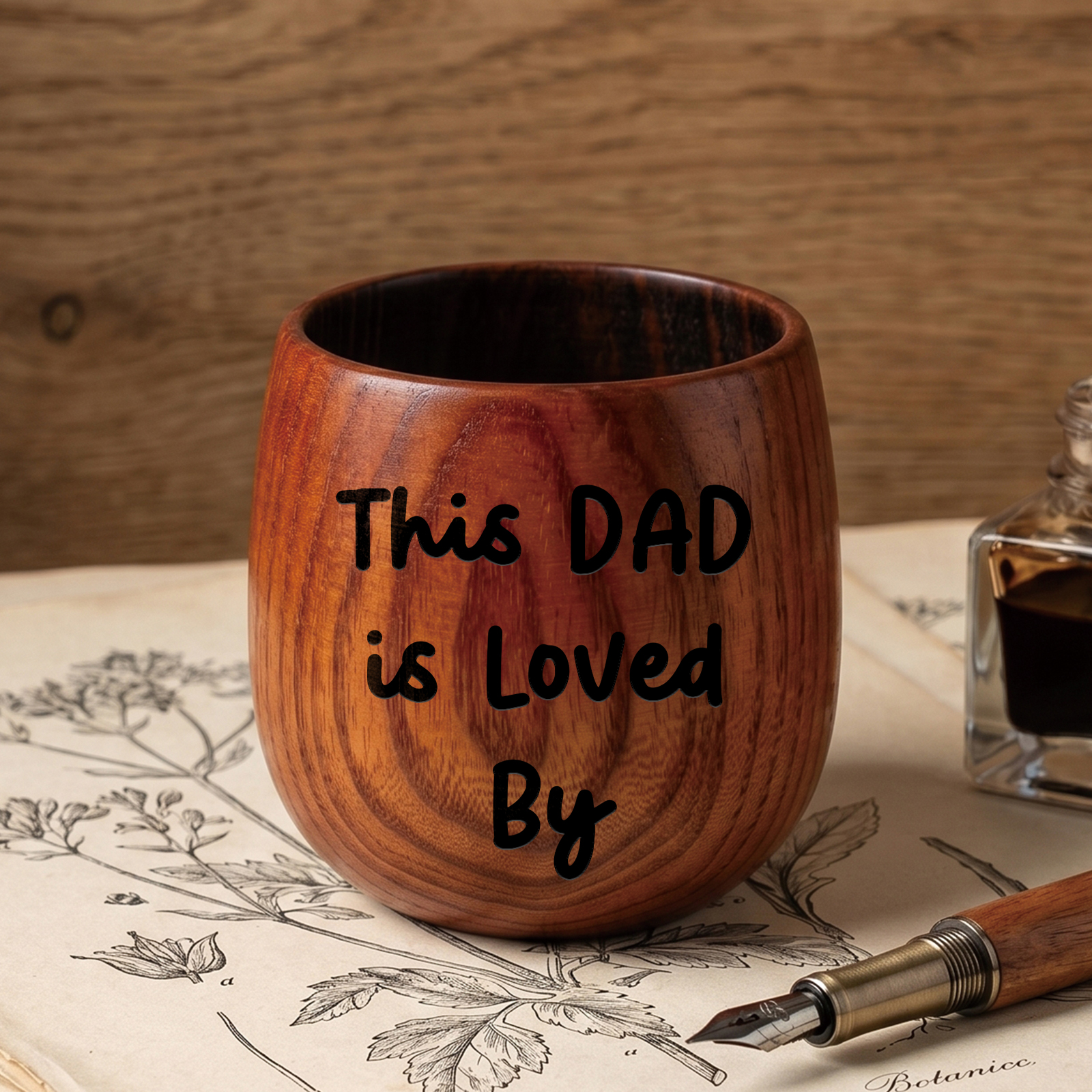 Personalized Wooden Whiskey Tumbler Engraved Mug Customized with 1-8 Kids Names