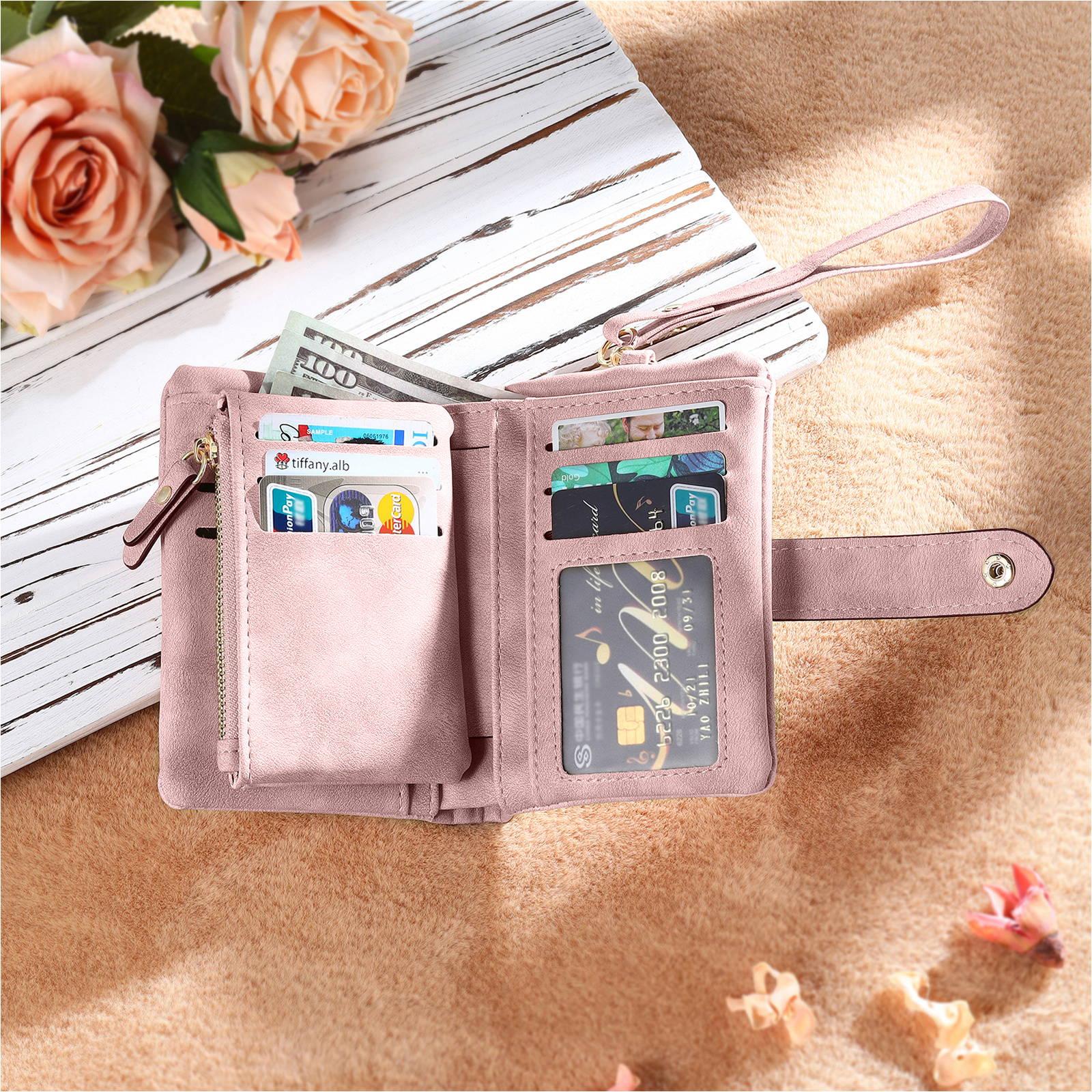 Personalized Pink Wristlet Purse Wallet for Mom or Grandma