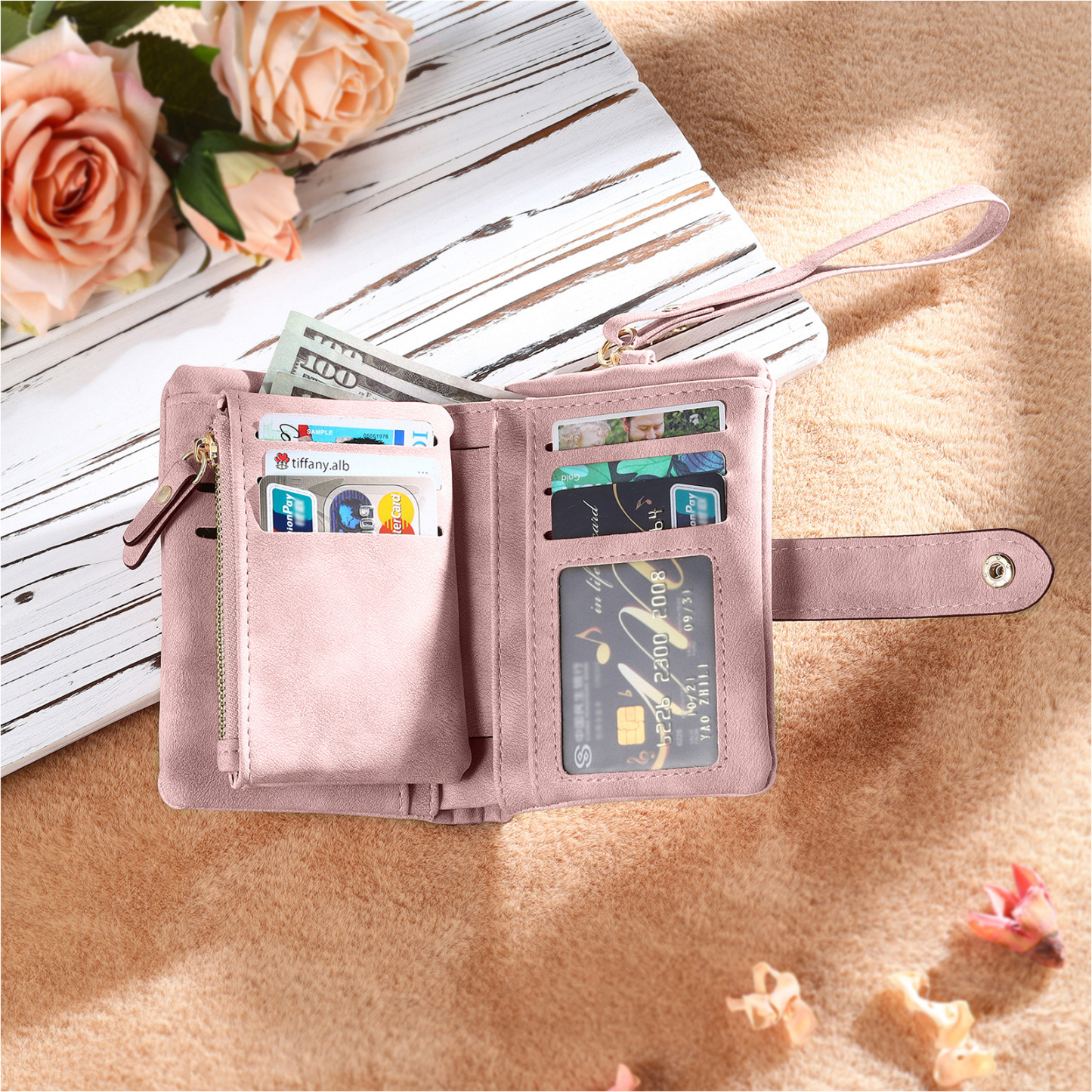 Personalized Pink Wristlet Purse Wallet for Mom or Grandma