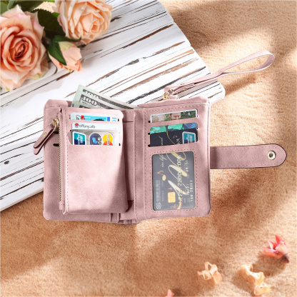 Personalized Pink Wristlet Purse Wallet for Mom or Grandma
