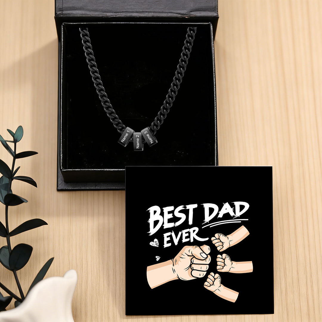 Personalized Mens Cuban Link Chain Necklace with 1–6 Names