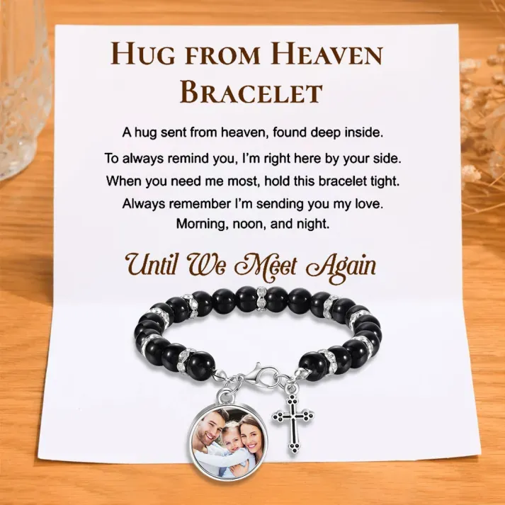 Personalized Rosary Memorial Bracelet Custom with Photo and Cross Pendant | Jessemade