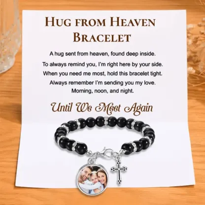 Personalized Rosary Memorial Bracelet Custom with Photo and Cross Pendant | Jessemade