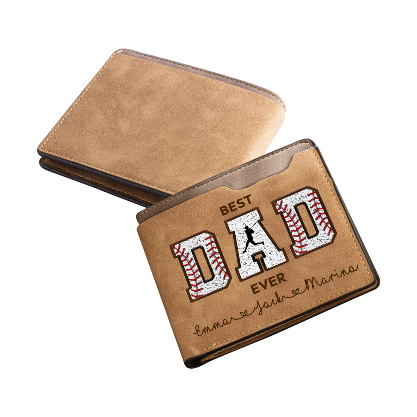 Personalized  Baseball wallet – “Best Dad Ever”  Baseball-Themed Wallet Gift | Jessemade 