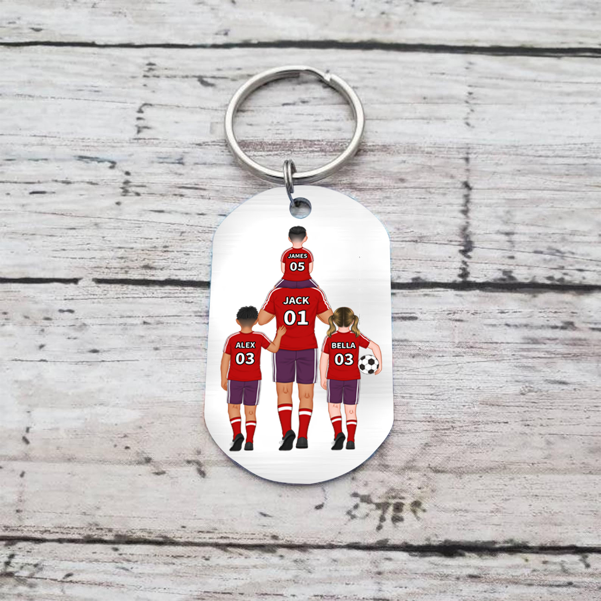 Names-Personalized Dad's Football Team Keychain Custom Names Gift For Dad