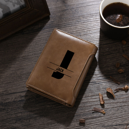 Unique Fist-Bump Customizable Men’s Wallet with Name Pattern – Personalized Gift for Dad & Husband