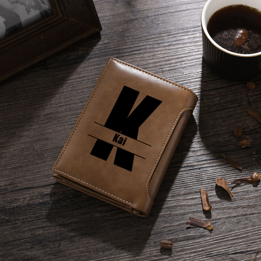 Personalised Dad Wallet with Custom 3- Names - “First a Husband, Then