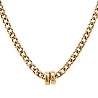 Personalized Stainless Steel Men’s Necklace Custom With 2-6 Name Beads For Men Dad Husband