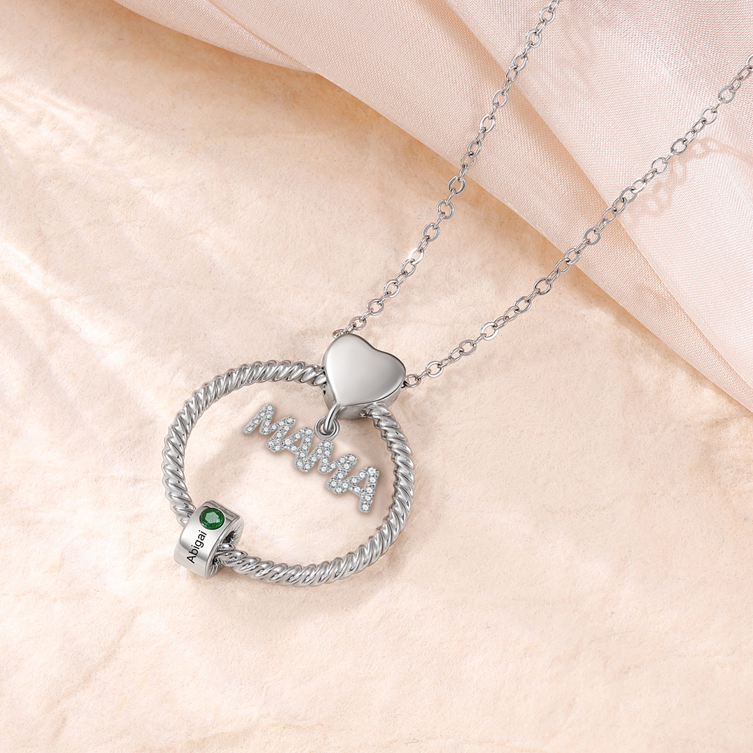 1 Name-Personalized Mom Necklace Set With  Premium Custom Necklace With 1 Birthstones Engraved Names Gift For Mother