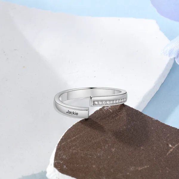 Personalised Couple Rings - Customized 2 Names, Elegant Open Design Valentine’s Day Gift for Him/Her | Jessemade