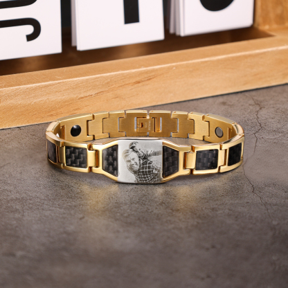 Personalized Bracelet Custom Photo ID Bar Men's Bracelet Bangle Gifts For Him