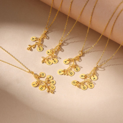 2 Letters - Personalized Special Leaf Pendant Necklace Beautiful Letter Necklace Gift for Her