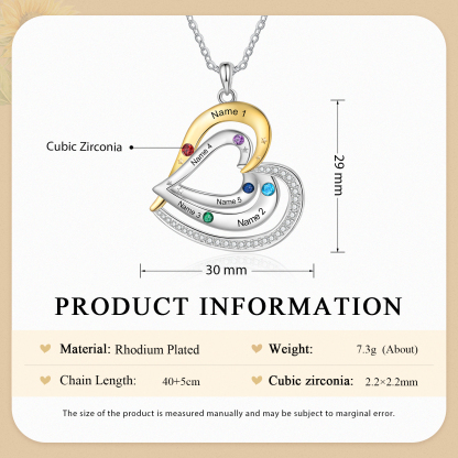 5 Names - Personalized Love Necklace with Customized Name and Birthstone, A Special Gift for Her