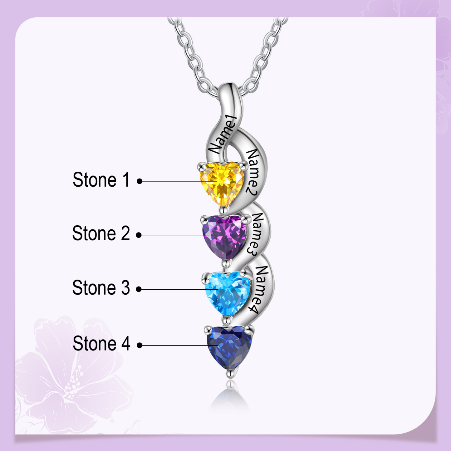 1-6 Names-Personalized Birthstone Necklace Names Necklace Special Gift Set With Rose Gift Box For Women