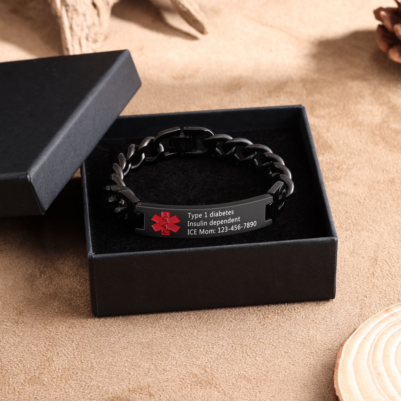 Custom Medical Alert ID Bracelet Practical Gift - Customized in the USA & Ships in 2 Days - for Dad, Mom, Grandpa, Grandma, Friend | Jessemade