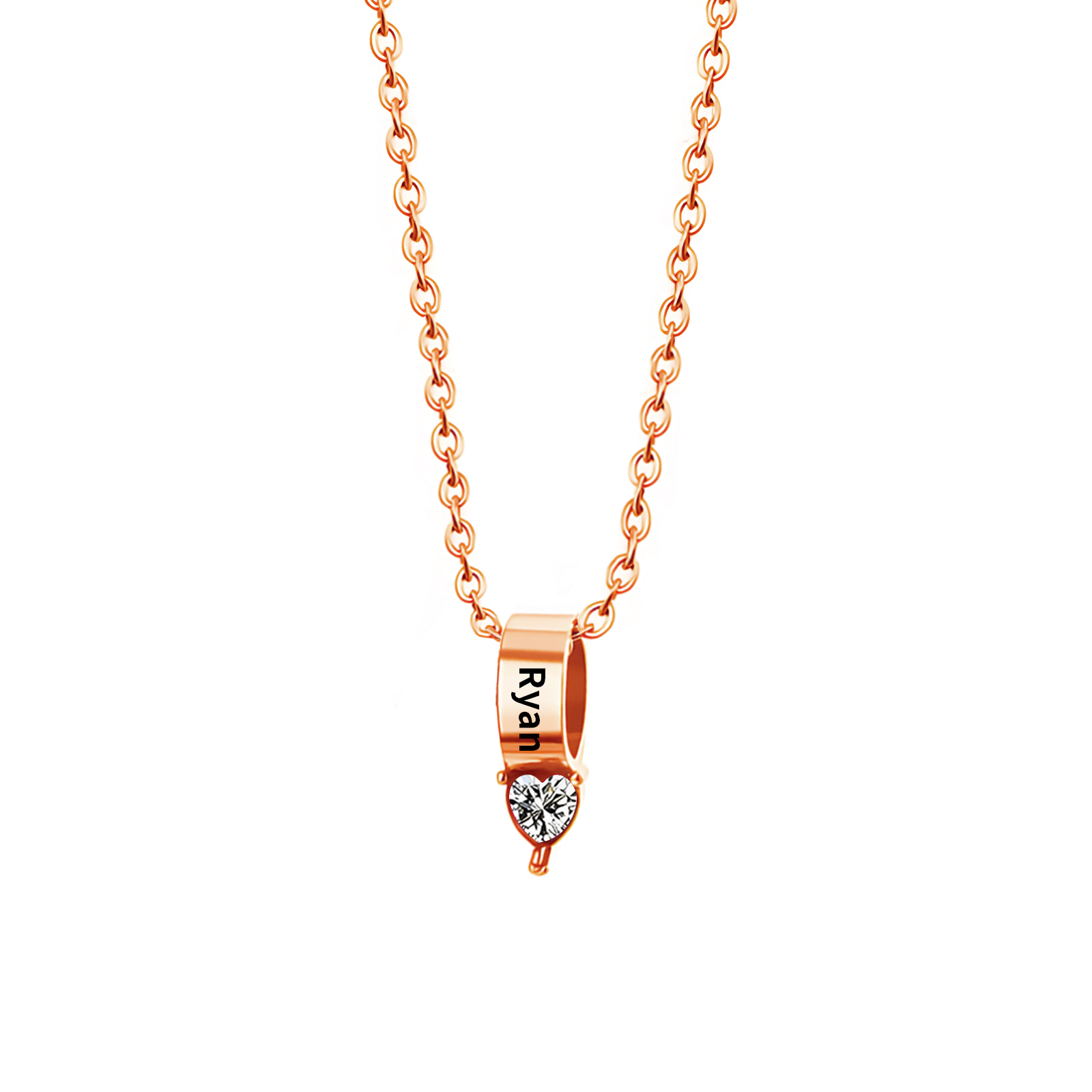 1 Name - Personalized Link Pendant Necklace with Customized Name and Birthstone Gift for Her