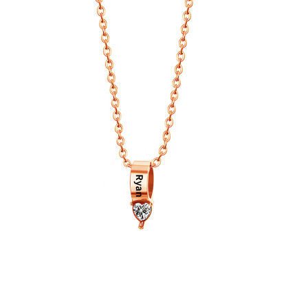 1 Name - Personalized Link Pendant Necklace with Customized Name and Birthstone Gift for Her