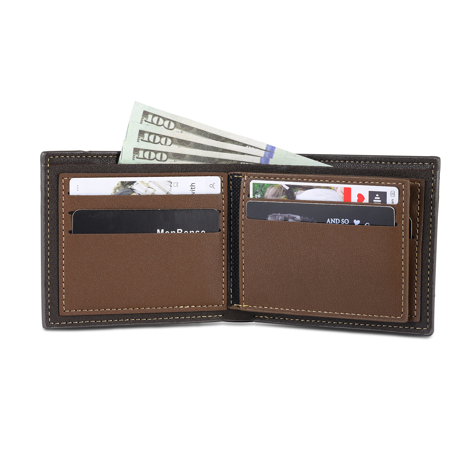 6 Names - Personalized Photo Custom Leather Men's Wallet as a Father's Day Gift for Dad