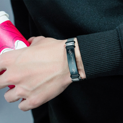 Personalized Men's Name Bracelet Custom Name Letter Watchband Initial ID Bar Bangle Gifts For him