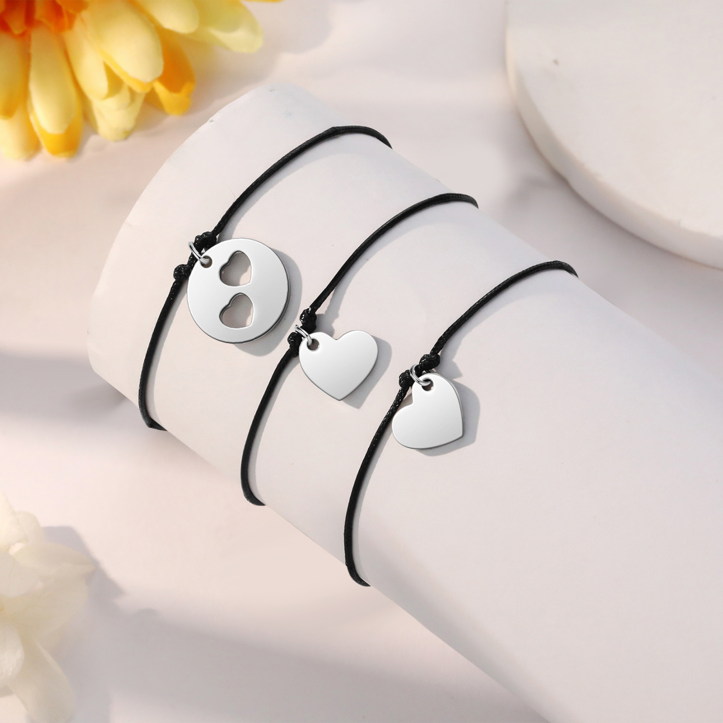 3Pcs Love Heart Bracelet Stainless Steel Braided Bracelet Kids Back to School Gift