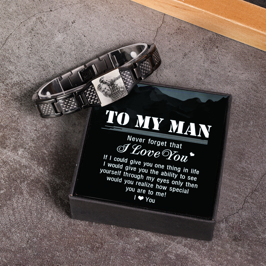 Personalized Bracelet Custom Photo ID Bar Men's Bracelet Bangle Gifts For Him