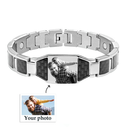 Personalized Bracelet Custom Photo ID Bar Men's Bracelet Bangle Gifts For Him