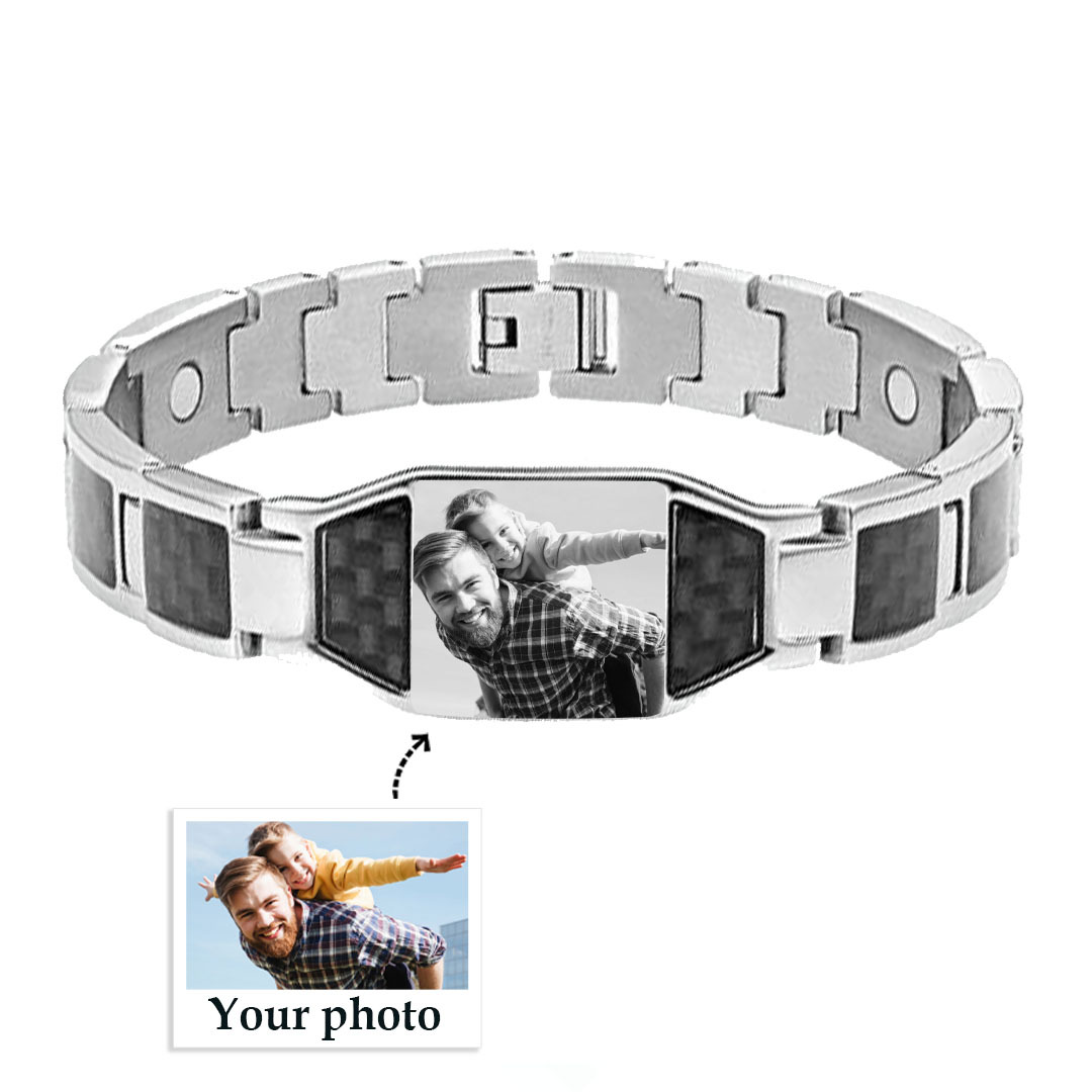 Personalized Wristband Bracelet Custom Photo ID Bar Men's Bracelet Bangle Gifts For Him