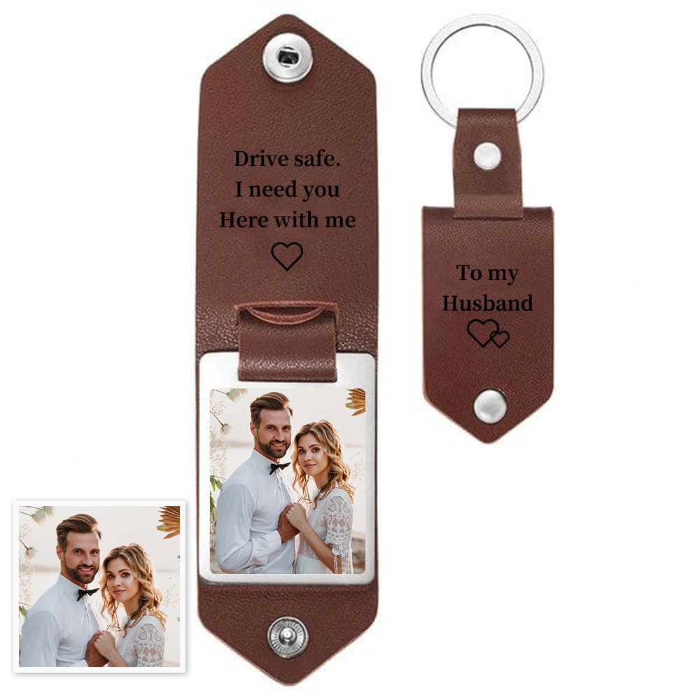 Personalised Leather Wallet & Photo Keyring, and Engraved Wallet Card Gift Set for Him | Jessemade