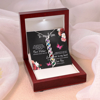 3 Names-Customized Necklace Cascading Pendant with 1-10 Birthstones Engraving 3 Names Gifts for Her