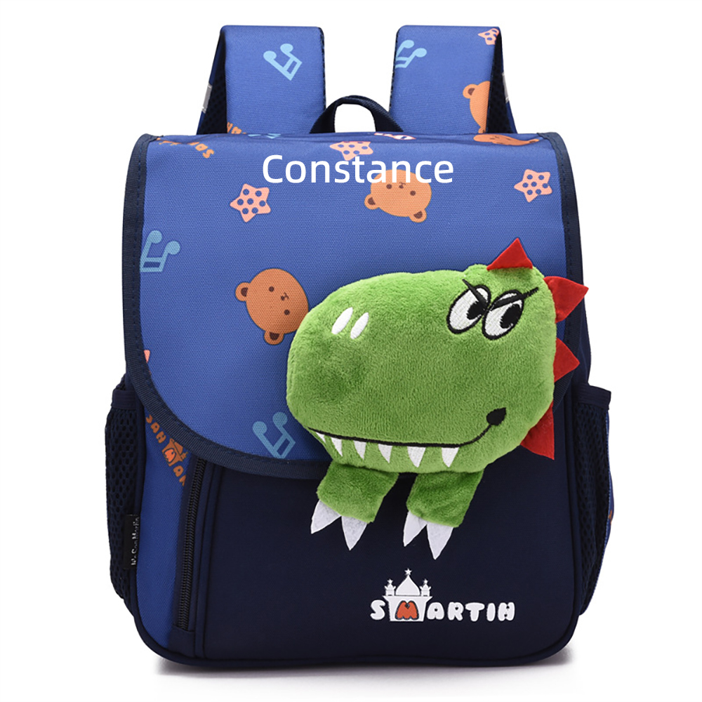 Personalized Dinosaur Children School Bag Embroidery Name Black Backpack, Customized Blue Schoolbag Travel Bag For Kids