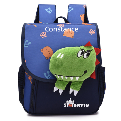 Personalized Dinosaur Children School Bag Embroidery Name Black Backpack, Customized Blue Schoolbag Travel Bag For Kids