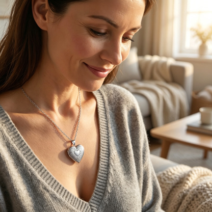 Personalized Heart Locket Necklace NFC Engraved Name