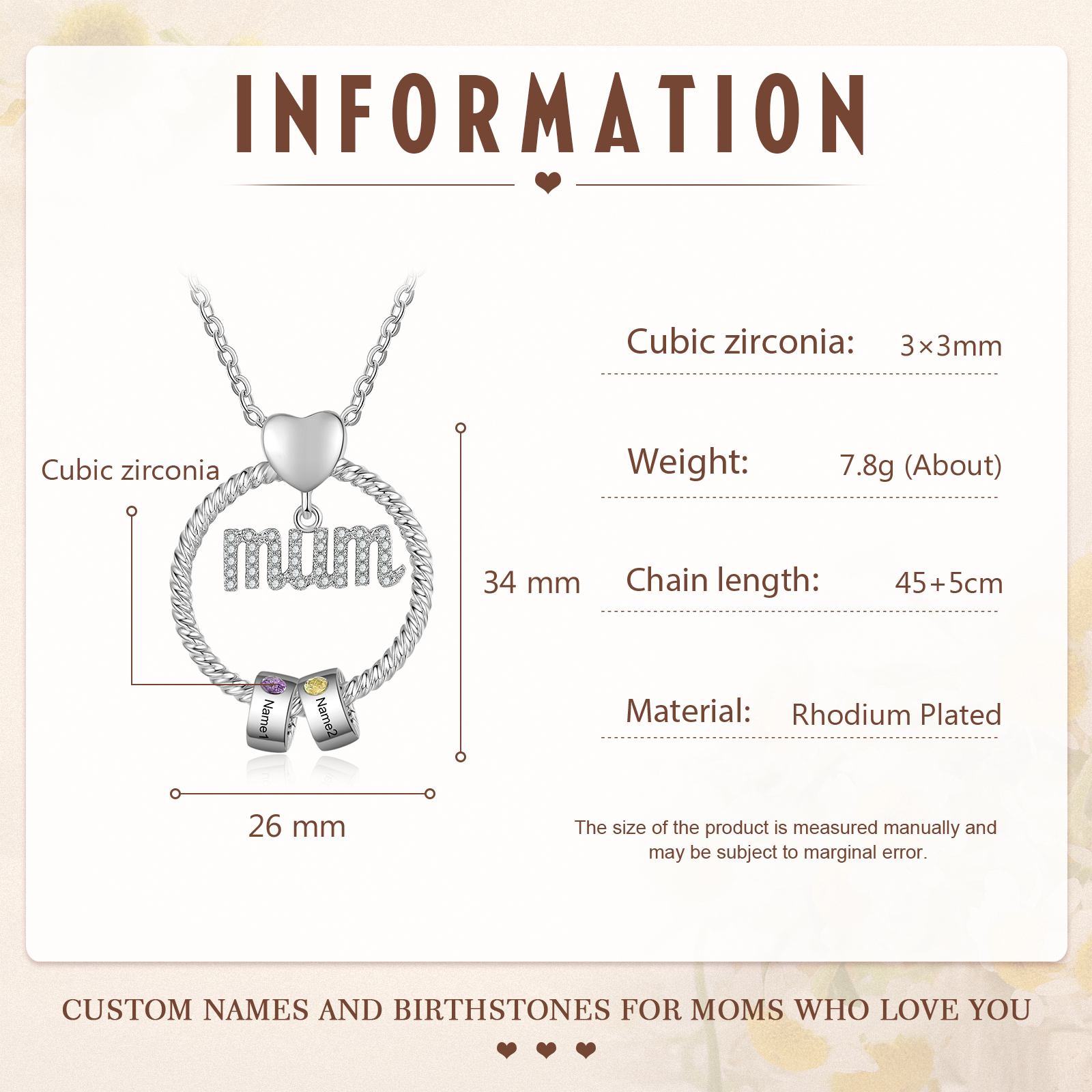 2 Names-Personalized Mom Necklace Set With  Premium Custom Necklace With 2 Birthstones Engraved Names Gift For Mom