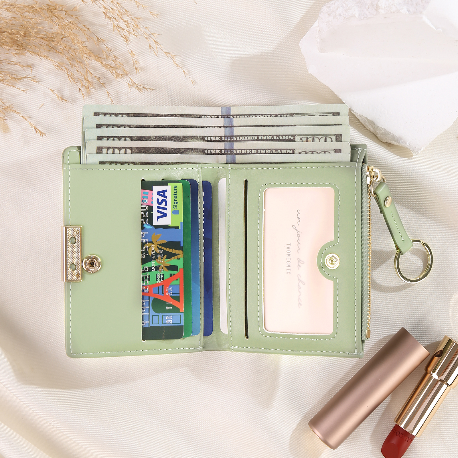 Personalized Photo And Text Pu Leather Zipper Wallet Coin Purse Three Colors Optional Gift For Women