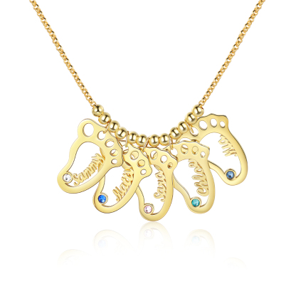 5 Baby feet Name Necklace