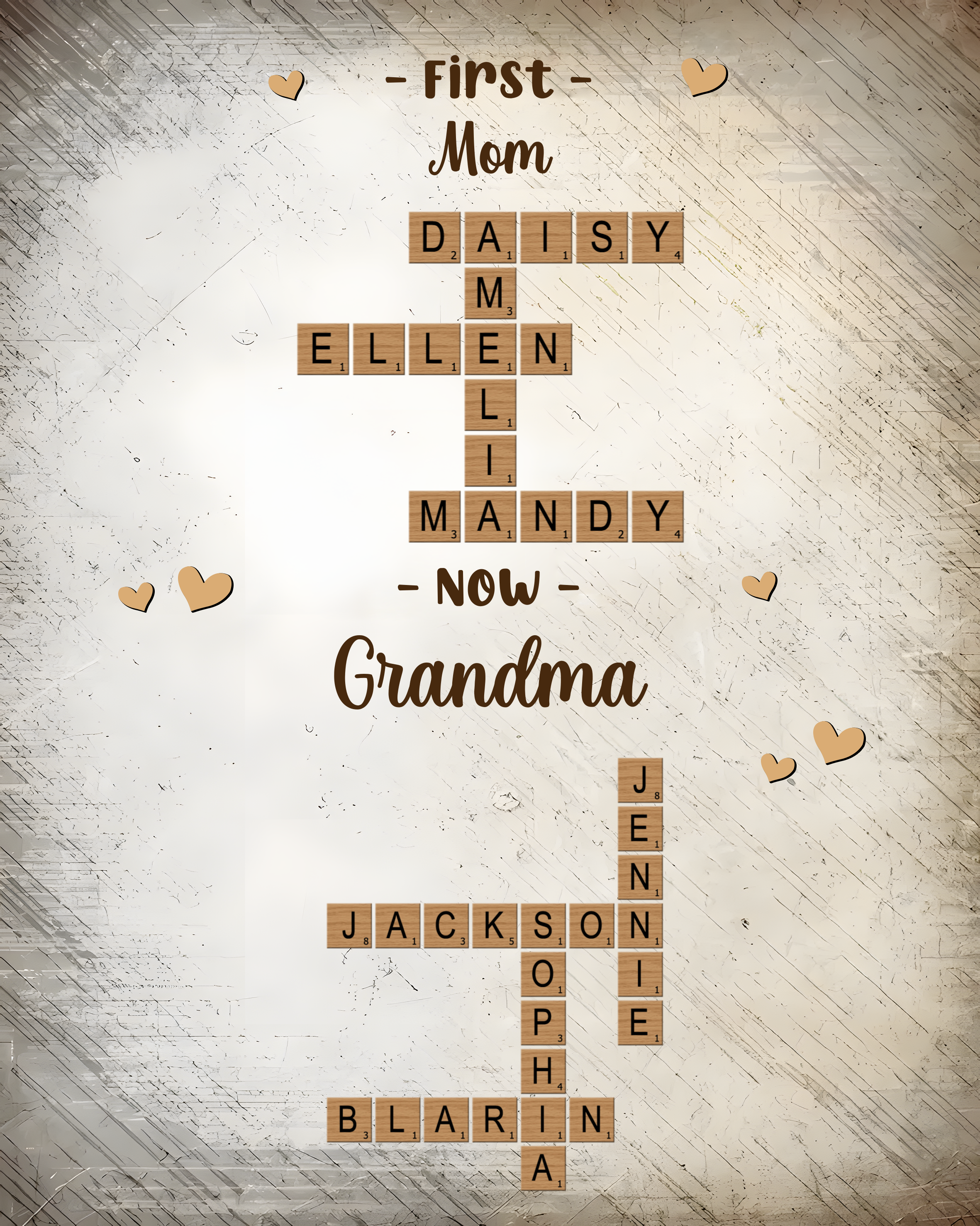 Personalized Wooden Name Crossword – Custom Word Puzzle Print for Mom - Mother’s Day