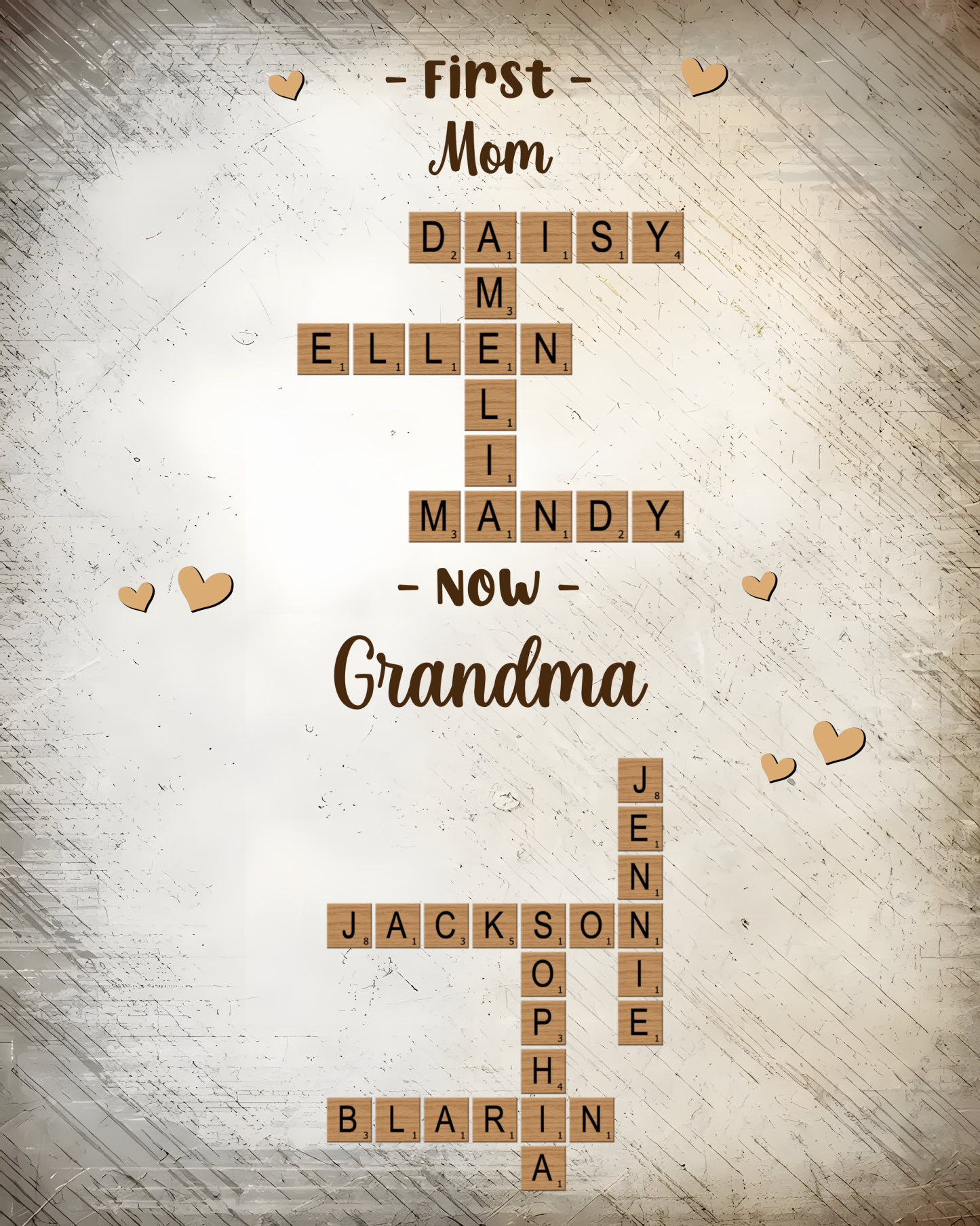 Personalized Wooden Name Crossword – Custom Word Puzzle Print for Mom - Mother’s Day