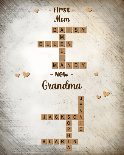 Personalized Wooden Name Crossword – Custom Word Puzzle Print for Mom - Mother’s Day