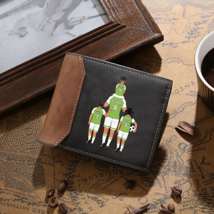 Personalised Football Family Leather Men's Wallet With Various Designs Gift For Him