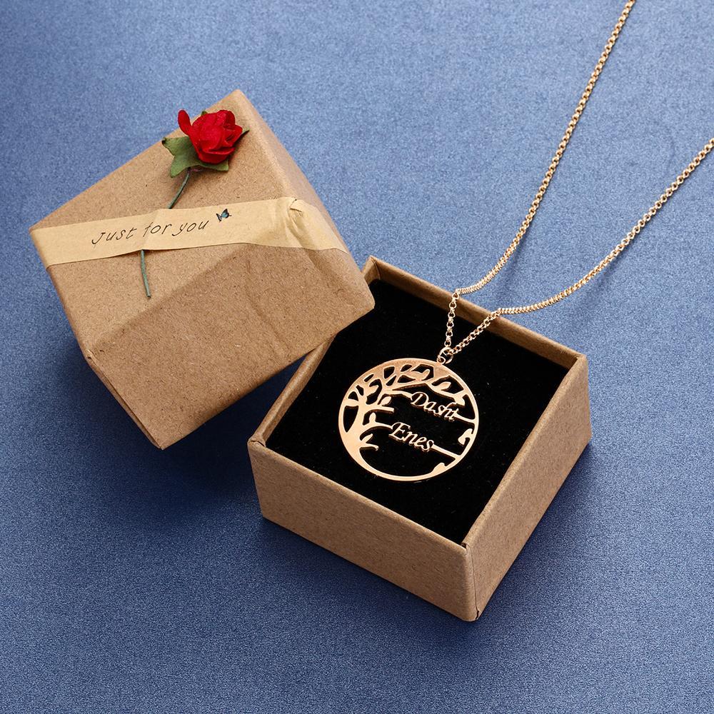 Family Tree Custom 2 Names Sterling Silver Tree Of Life Necklace
