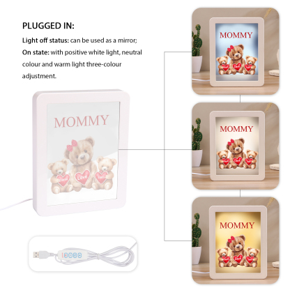 2 Names - Personalized Mum Home Bear Style Custom Text LED Night Light Gift for Mom