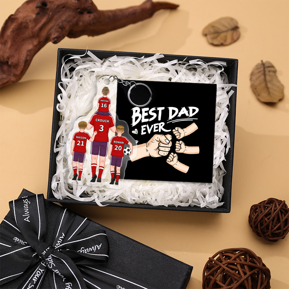 1-3 Names Football Keychain-Personalized Dad's Football Team Gift Set Keychain Custom Names Gift For Dad