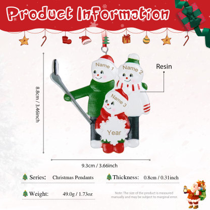 Personalized Snowman Family Ornament - Custom 3-6 Name Christmas Hanging Ornament Gifts For Family | Jessmade