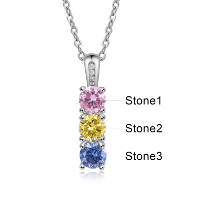 Family Birthstone Necklace Personalized 3 Stones Family Tribal Necklace for Her