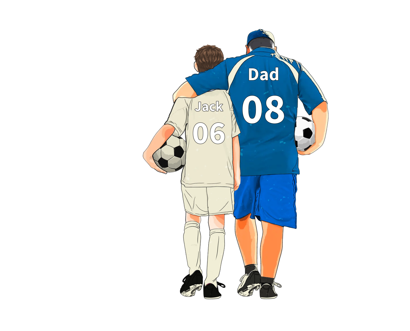 Personalized Men's Wallet - Engraving Dad and Son's Name with Football Design - Special Gift for Dad