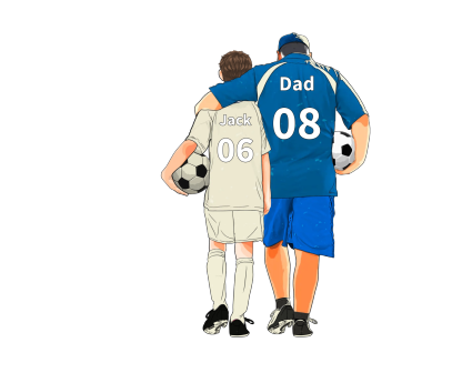 Personalized Men's Wallet - Engraving Dad and Son's Name with Football Design - Special Gift for Dad